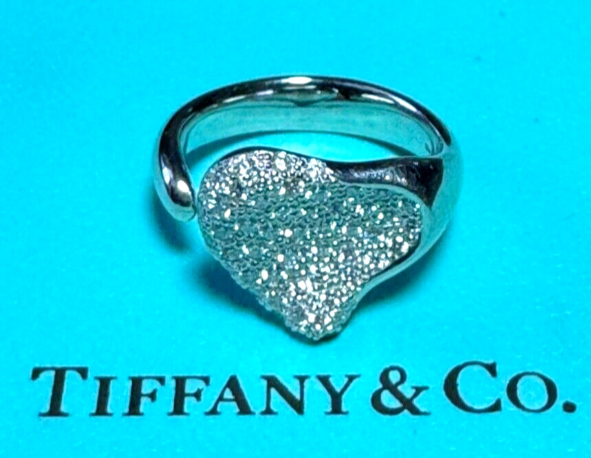 $10,200 TIFFANY ELSA PERETTI HEART RING FULL PAVE DIAMOND