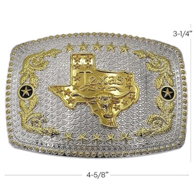 Oversize TEXAS STATE Flag SILVER & GOLD Belt Buckle Cowboy  display picture 3