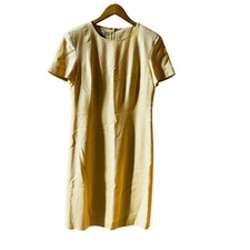 Vintage Talbots Linen Blend Short Sleeve Sheath Dress Size 6 Light Yellow