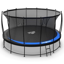SpaceJump Lunar 16 Foot Trampoline, Outdoor Round Bouncer with Safety Net, Black