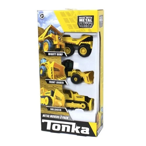 Tonka Metal Movers 3 Pack Mighty Dump Front Loader Bulldozer Diecast Trucks NEW