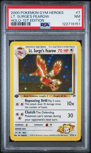 Lt. Surge's Fearow (1st Edition) graded PSA 7 for sale on eBay