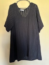 Zara Black Crochet Knit V-Neck Tunic/Dress