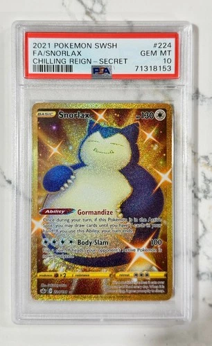 Pokemon Chilling Reign 224/198 Snorlax Gold Secret Rare FA PSA 10