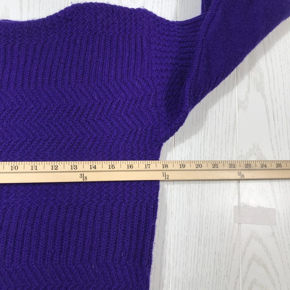Suéter de Lana Esquina Informal De Colección Mujer M Púrpura Real Cuello Barco Mamá Abuela Años 80 Foto 4 de 4