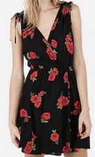 Express Black with Red Floral Mini Dress Size Small