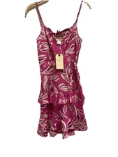 Band of the Free Dress Womens Small Pink Bloom Ruffle Tiered Wrap Coastal Tie