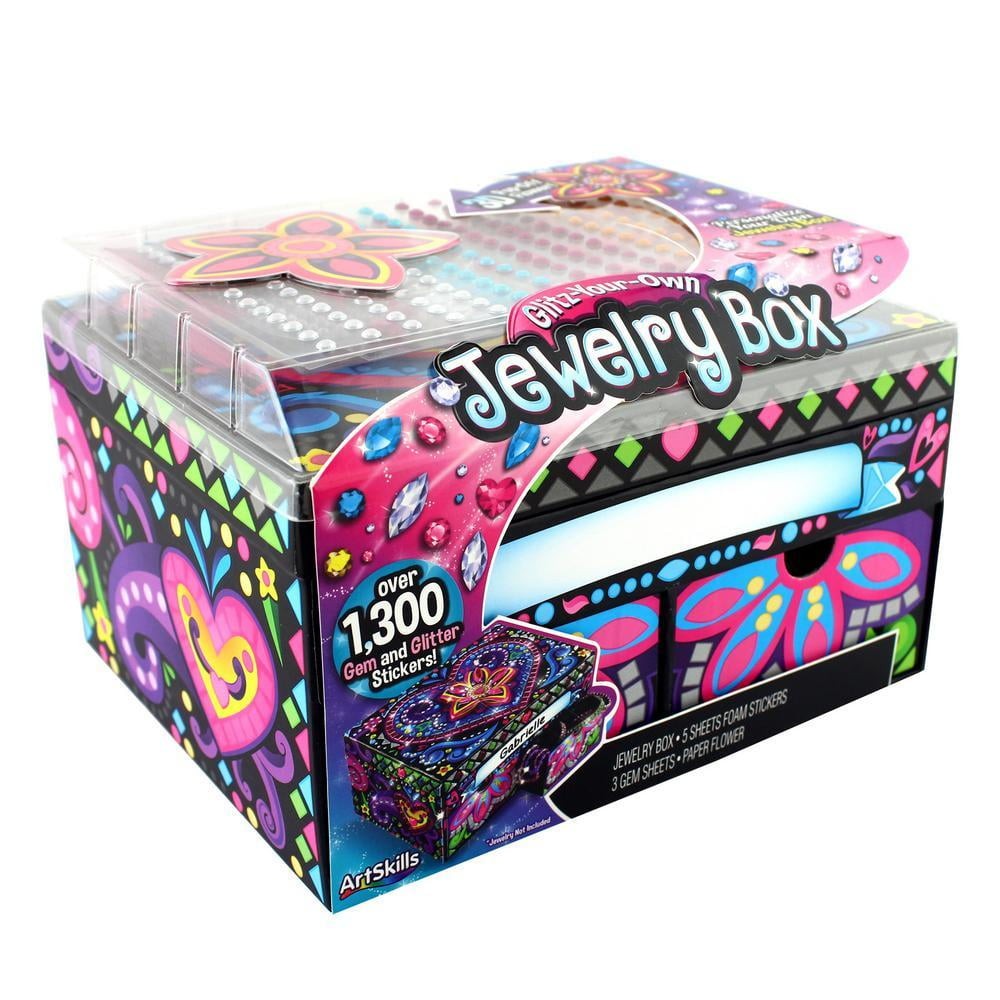 ArtSkills Glitz Your Own Jewelry Box Self-Adhesive Gems, Glitter, Stickers, Girl