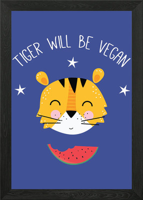 Tiger Will Be Vegan Gerahmtes Wandbild Poster Leinwanddruck Bild