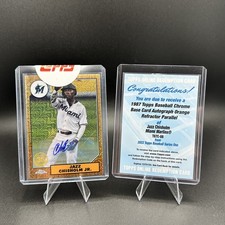 Topps 2022 Series 1 Jazz Chisholm Jr.  1987 Orange Refractor Autograph /25