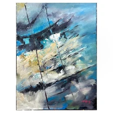 Mani Original Acrylic Painting on Canvas (37" x 28") Hand Signed