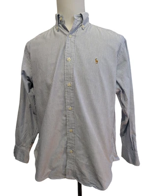 Chemise Ralph Lauren Femme Custom Fit T. S Rayures Bleues Manches Longues - Photo 1/4