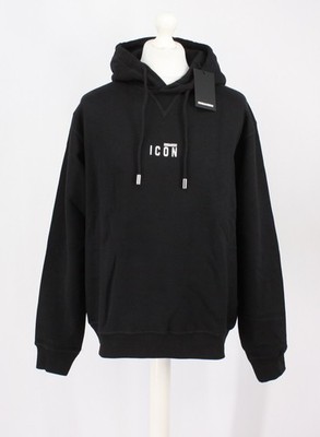 DSQUARED2 MENS SMALL ICON PRINT HOODIE UK XL BLACK   IB