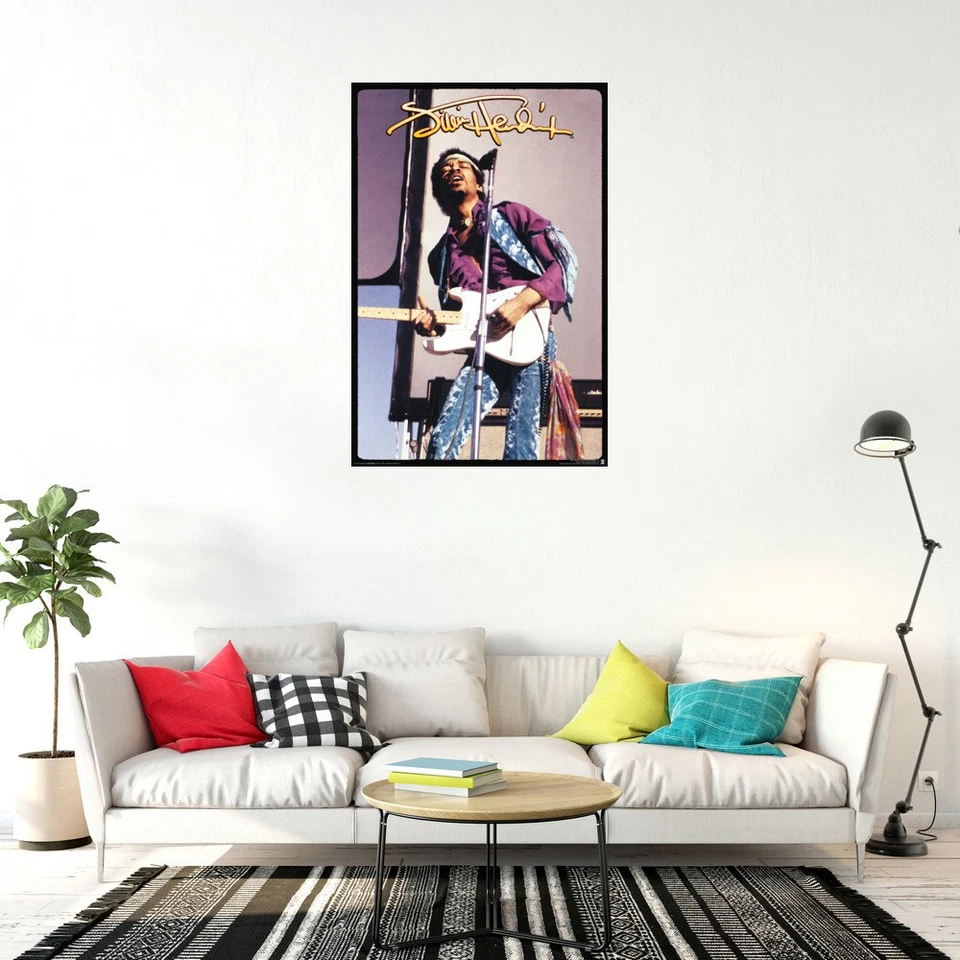 Jimi Hendrix - Pôster de música (ao vivo no palco - assinatura) (tamanho: 24" x 36") - Imagem 3 de 4
