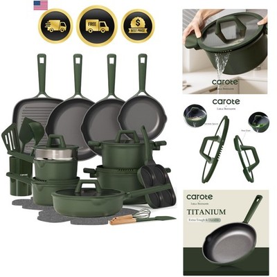 Pots and Pans Set Nonstick Cookware Induction Granite PFOA Free 31pcs