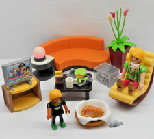Familie im Wohnzimmer Licht Zubehör + Möbel Wohnen Einrichtung Figur Playmobil