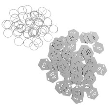 50 Pcs Stainless Steel Labels Hollowed Number Tags Keychain with Metal Numbered