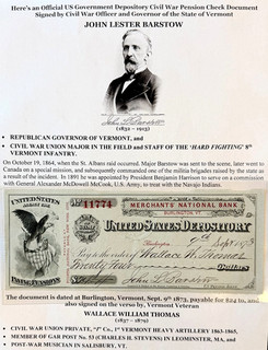 CIVIL WAR ST ALBANS RAID MAJOR 8th VT INFANTRY NAVAJO GOVERNOR DOCUMENT SIGNED
