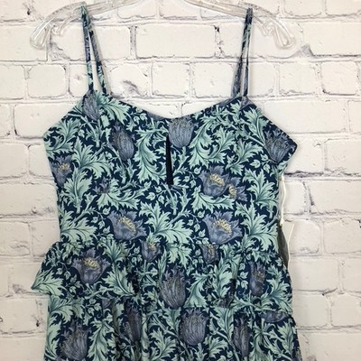 blue leafy floral maeve midi dress Provence Bloom Tiered Midi Dress Floral Blue