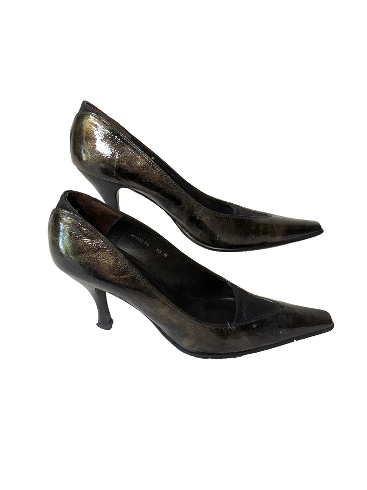 DONALD J. PLINER Marie S4 Pumps  size 10M Black Metallic Patent Leather - Image 2 of 4