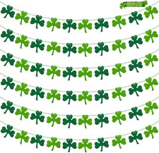 60PCS St Patrick's Day Shamrock Garland - 9.8FT Felt Clover Banner