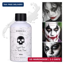 BOBISUKA White Face Body Paint Liquid Texture Washable Non Toxic Facepaint Fast