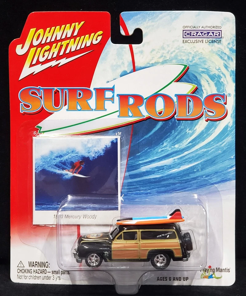 Johnny Lightning 50 1950 Mercury Woody Woodie Wagon Surf Rod Car MM Reef Devils - Image 2 of 2