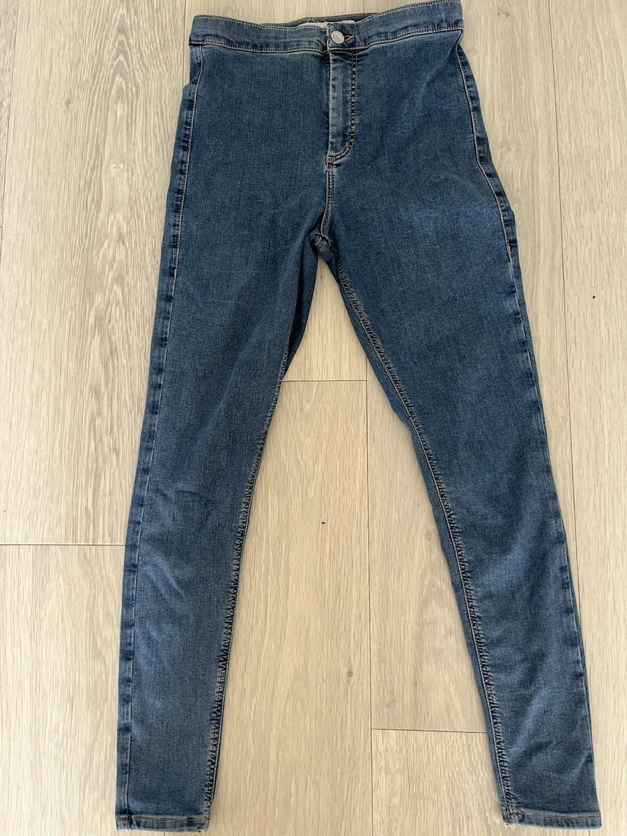 Jean Moto Joni Topshop – Taille 28 L31 – Délavé Bleu Moyen – Taille Haute – Femme