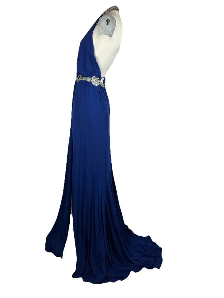 40 Nuevo Con Etiquetas Vestido Jersey Roberto Cavali Joya Aberturas Tren Sumergir Busto Drapeado Serpiente Foto 2 de 4