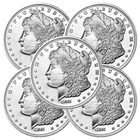 Lot of 5 - 1 Troy oz Sunshine Mint Morgan Design .999 Fine Silver Round Mint