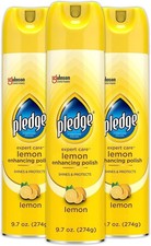 Pledge Enhancing Polish, Furniture Wood Spray, Lemon Scent, 9.7oz Pack of 3