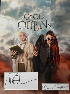 David Tennant Michael Sheen Good Omens 16 x 12 signierte Karten