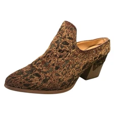 Comfort est 1946 Mule Size 10W Western Cheetah Brown Faux Calf Hair Women's