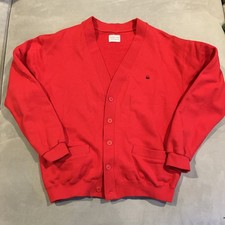 Vintage - United Colors of Benetton - Red Fleece Logo Cardigan - Mens Medium
