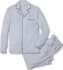 Petite Plume Kid's Twill Pajama Set in Navy French Ticking Size 8 Year. NWT