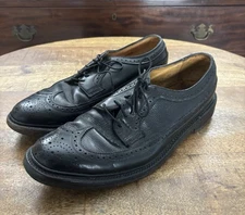 Vintage Florsheim Imperial Black Punched Wingtip Brogue Oxford V Cleat 9.5 C
