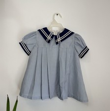 Vintage 1980 s Navy White Girls Nautical Sailor Dress 2T