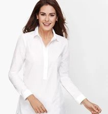 NWT Talbots Non-Iron Perfect Button-Back White Cotton Shirt Pullover 18WP