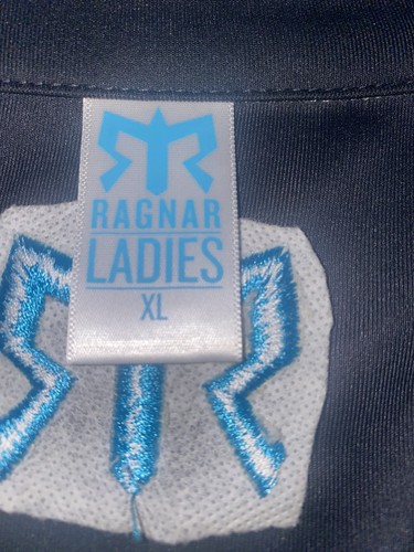 Ragnar Womens Size XL Gray Tech Jacket Athleisure Thumb Holes Turquoise Logo - Picture 2 of 7