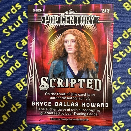 2025 Leaf Pop Century Bryce Dallas Howard Twilight Scripted Autograph 2/2 S-BDH1 - Picture 2 of 2