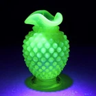 Fenton Art Glass - Uranium Green Opalescent Hobnail - Small Vase - 3¾ inches