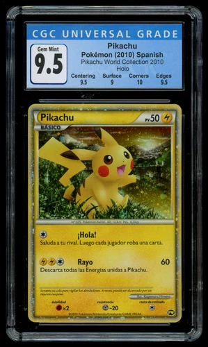 CGC 9.5/10 GEM MINT Pokemon Spanish Pikachu World Collection Holo Promo