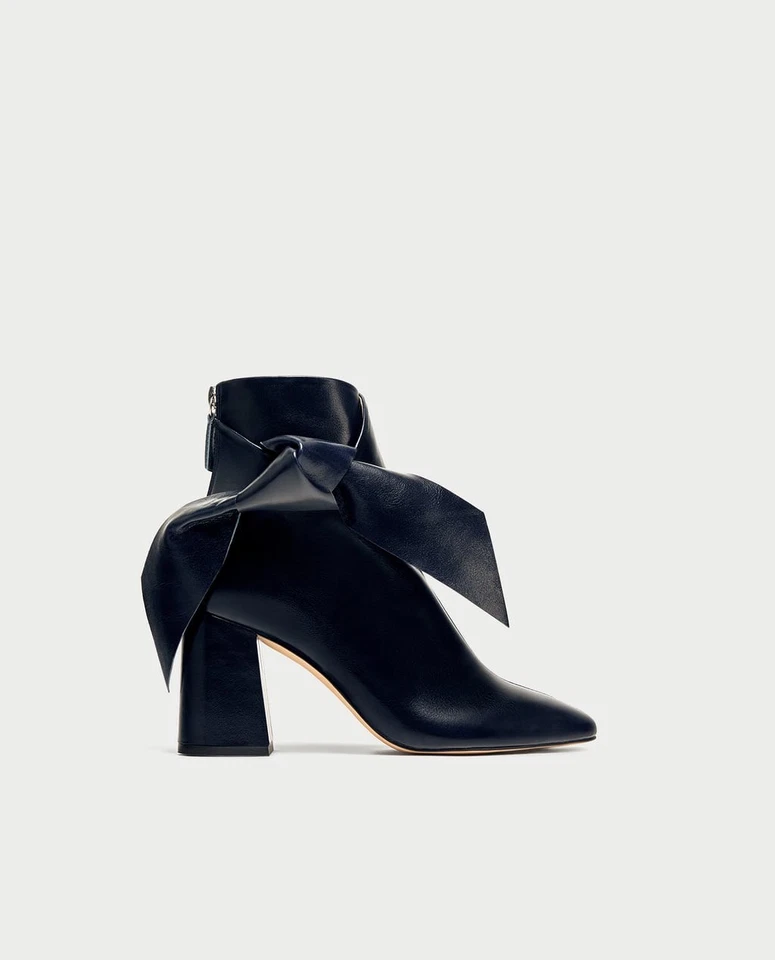 Botines Zara AW17 de cuero de tacón alto con lazo talla 5 EUR 35 NUEVOS CON ETIQUETAS Foto 2 de 4