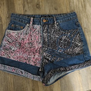 Bershka Denim Custom Painted Jean Shorts Womens Size 6 high waist | eBay
