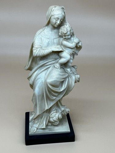 Vtg MADONNA & CHILD Alabaster Cream Marble Statue BIANCHI Italy - Picture 17 of 19