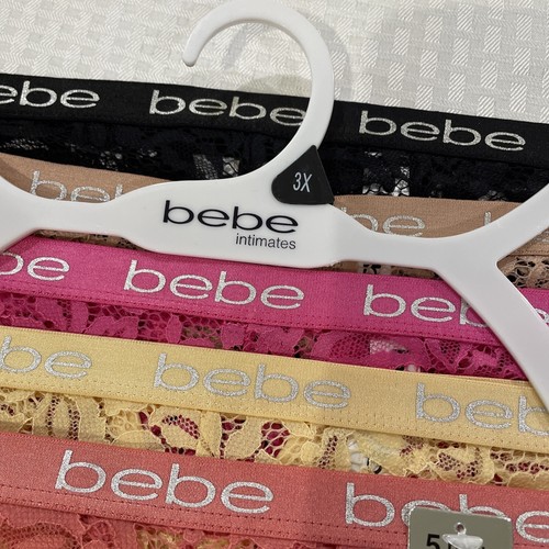 Bebe Intimates 5 Pack Multicolored Tanga Lace Panties.3X New With Tags - Picture 2 of 3