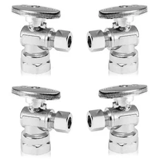 4-PCs Angle Stop Valve 1/2" FIP X 3/8" OD Compression 1/4 Turn Shut Off Valve...