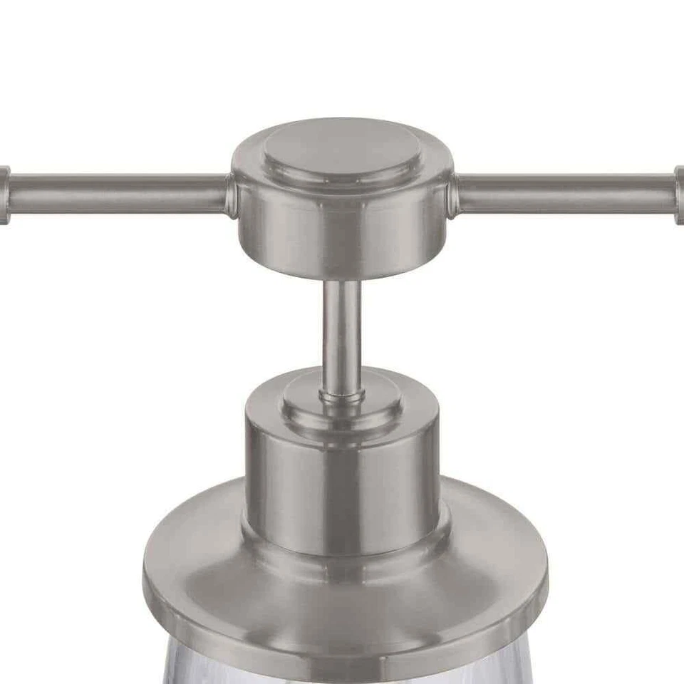 Lámpara de araña lineal de 3 luces de níquel cepillado Hampton Bay Rigby para comedor Foto 4 de 4