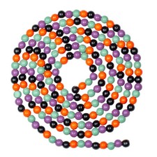 Package of 2 Mixed Color Halloween Wood Bead Garlands - 9 feet each