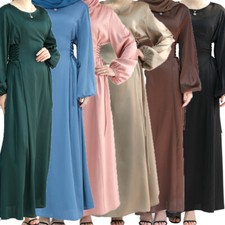 Ramadan Women Kaftan Slim Maxi Dress Muslim Abaya Evening Party Gown Dubai Plain